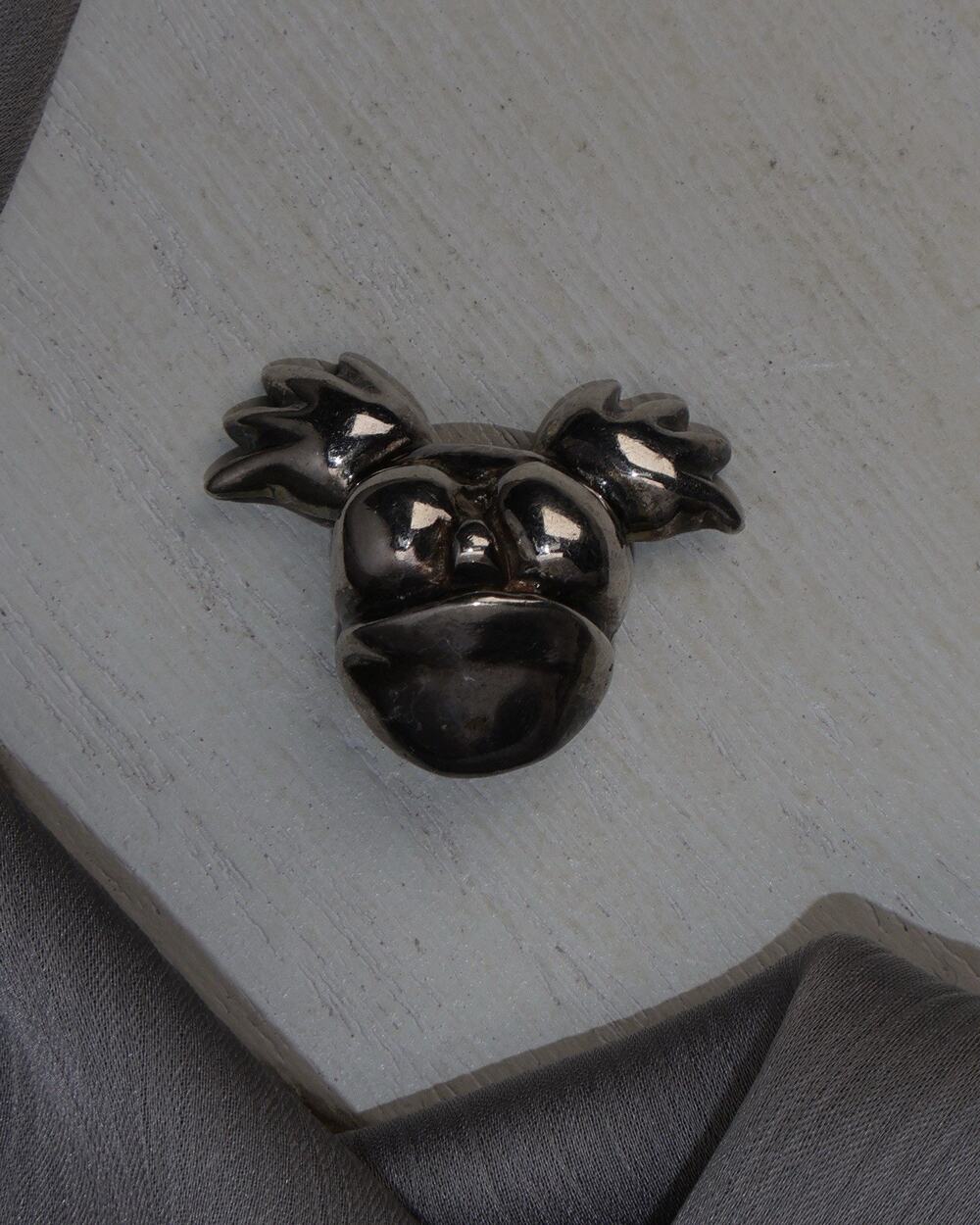 Vintage Sterling Silver 3D Character Brooch 8.7G / 1in